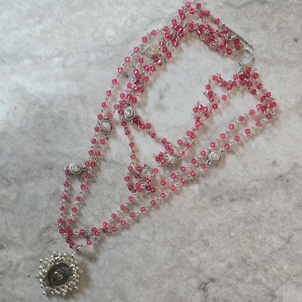 Virgins Saints & Angels Silver and Pink Heart Necklace - Picture 5 of 7